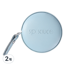 블랙트리 소프트 가죽 파우치 미니 줄자 라운드 블루, 2개, 150cm