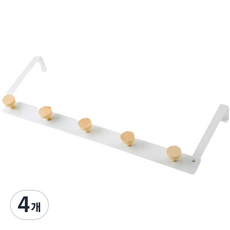 Mabel In Home 簡易安裝 免鑽孔 原木 門後掛架 掛鉤, 白色, 4個