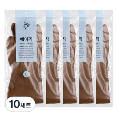 야무진 베이직 라텍스 고무장갑 양손세트, 베이지, 대(L), 10세트