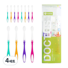 DOCTUS 미세모 기린 유아 칫솔 2단계 4종 세트, 분홍, 주황, 보라, 청록, 4세트, 12개입