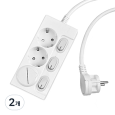 One Stop Zero Gap個別開關超薄扁型延長線 3孔 16A, 1m, 2個, 白色