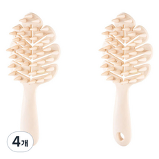 葉子造型矽膠洗髮梳, 象牙白, 4個