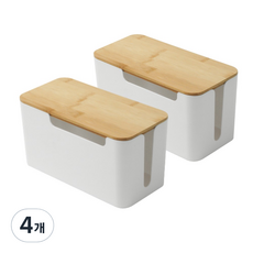 MONOFLAT 木質延長線收納盒 3孔 小型, 4個