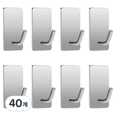 多用途304不鏽鋼黏貼式掛鉤, 銀色, 40個
