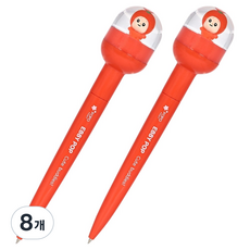 포포팬시 흔들흔들 에비팝 워터볼펜 0.5mm, 레드, 8개