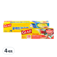 글래드 매직랩 일반형 + 지퍼백 중형 25p 세트, 4세트