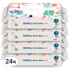 크리넥스 잘닦이는 엠보싱 점보 물티슈 캡형, 70매, 24개