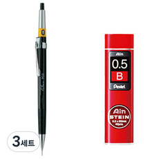 Pentel 飛龍文具 Graph 繪圖自動鉛筆 PG5-AD + Ain STEIN 自動鉛筆芯 B, 0.5mm, 3套