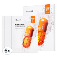 WELLAGE 唯拉珠 高滲透維他命C泡泡面膜, 6個, 5入