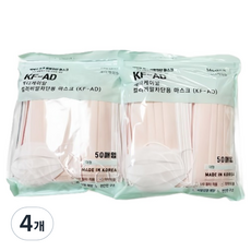 메디케이알 컬러 비말차단용 마스크 성인용 KF-AD, 50개입, 4개, 복숭아
