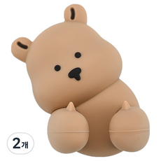 可愛小熊牙刷架 多功能掛勾 3.7 x 5.9 cm, 2個, 棕色