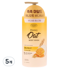 샤워메이트 허니오트 마일드 바디워시 허니머스크, 5개, 1L
