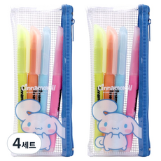 산리오 캐릭터즈 엘라스토머 4색 형광펜 세트, 시나모롤, 4팩
