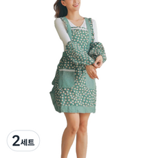 프릴 꽃무늬 앞치마 + 팔토시 세트, TYPE04, 2세트