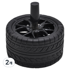 캐시리치 독특한 타이어모양 냄새 차단 재떨이 9.8 x 10.5 cm, 블랙, 2개