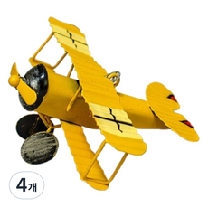 라벤티아 복고풍 레트로 비행기 미니어처 피규어 옐로우, 4개