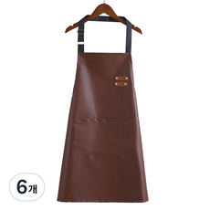 씨오브비 심플 방수 주방 작업 앞치마, 브라운, 6개