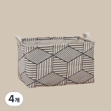 All High布質方形衣物書本化妝品收納籃, 15白色幾何, 4個