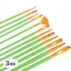 다사바바 수채화 아크릴붓 그린 세트, 12종, 3세트