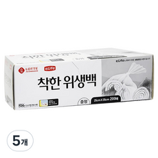 롯데이라이프 착한 위생백 25 x 35 cm, 중(M), 200개입, 5개