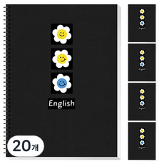 YOUNG ART 黑色英語彈簧筆記本, 20個, 雛菊