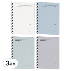 포포팬시 모노페이지 베이직 라인 PP커버 노트 4종 세트 3000 A5, 화이트, 민트, 블루, 그레이, 3세트