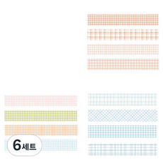 格紋圖案彩色紙膠帶 20mm x 2m 4入組, 6套, 17 桃子,夏日,藍色