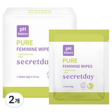 secretday Pure Feminine 女性私密潔膚濕巾 15入, 2個