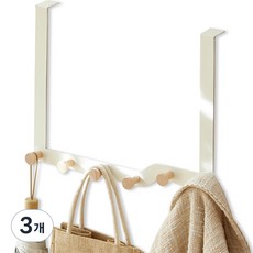 ReadyBox 善用空間 木質門掛 門後掛架 掛勾 6勾 30公分, 白色, 3個