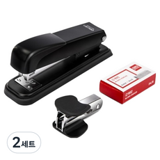 deLi 得力 經典釘書機 + 除針器 + 33號釘書針套組, 2套, 黑色