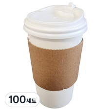 Draw Life 無印刷紙杯 470ml + ps 白色杯蓋 + 素色杯套組, 100套