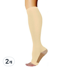 平衡高彈性壓力襪 雙色米色, 2個, 小腿/膝蓋型