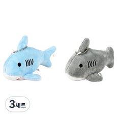 I'CLE 鯊魚寶寶絨毛娃娃鑰匙圈2件組, 10cm, 3套, 灰色, 藍色