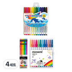 地球化學 易洗彩色筆 12色 + Tucobi Coma 三角橡皮擦鉛筆 TC-208 B + Monami 超級簽字筆 12色, 混合色, 4套