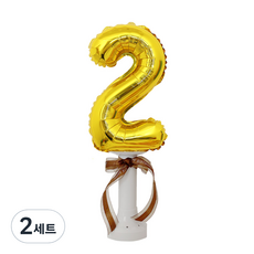 팡派對 81cm 數字氣球 + 支架 + 緞帶 金色 套組, 2套
