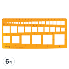 SaNKI's 方形模板繪圖尺 1~36mm No 104, 混合顏色, 6個