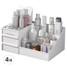 딥톡 화장품 정리 수납 사각 보관함 DT0710, 화이트, 4개