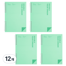 더블에이 파스텔 더블 드림 노트 A5, 민트 그리드, 12개