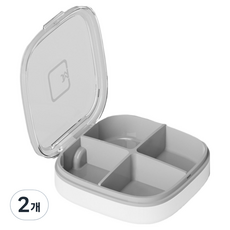 Seutedieol 便攜式附蓋4格藥盒 白色, 2個