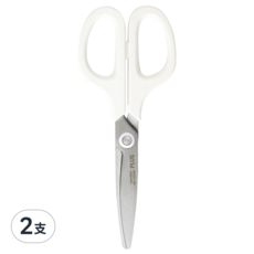 PLUS 普樂士 透明不沾膠弧線剪刀 白色 - 辦公家用剪裁必備, 2支