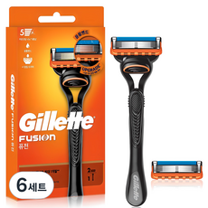 Gillette 吉列 正品 Fusion 手動刮鬍刀刀架 + 2入刀片組, 6套