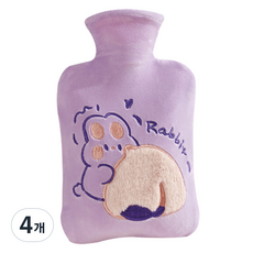 에버하우스 귀여운 토끼 보온 물주머니 퍼플 FREE, 4개