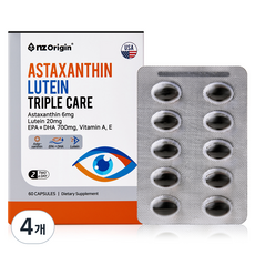 엔젯오리진 아스타잔틴 루테인 트리플케어 36g, 60정, 4개