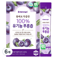 엔젯오리진 통째로 착즙한 유기농 푸룬즙 14p, 280g, 6개
