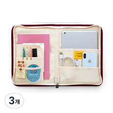 FunnYmade 檔案收納夾 A5 平板收納包, 3個, 酒紅色