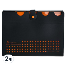 홈셀 깔끔핏 서류정리 아코디언 파일 5칸 32.5 x 24.5 cm, 오렌지블랙, 2개