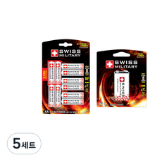 SWISS MILITARY 鹼性電池AA 10p+9V電池組, 5組
