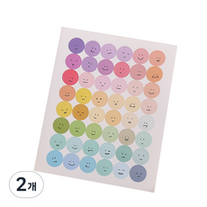스팩트 다채로운 팬시 다이어리 스티커, 밝은색상 스마일, 2개