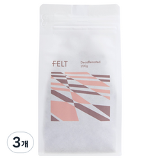 펠트커피 디카페인 원두, 홀빈(분쇄안함), 200g, 3개