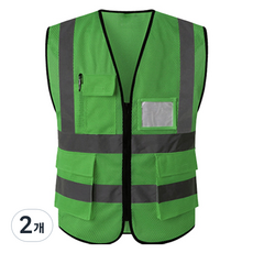 TIS 全網眼口袋型安全背心 工作服 綠色, 2件